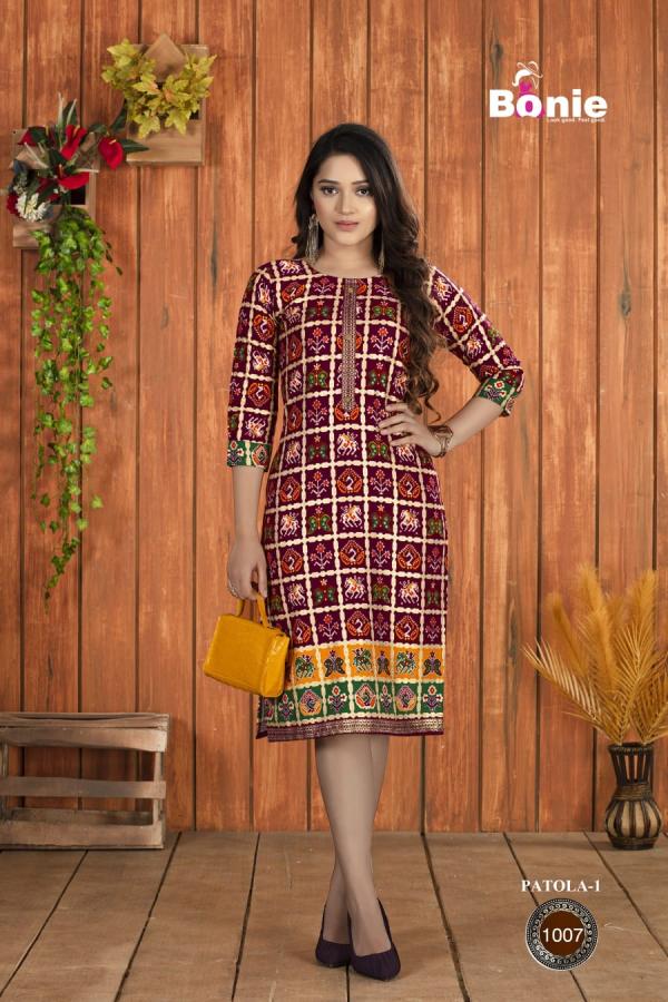 Bonie Patola Vol 1 Fancy Rayon Designer Kurti Collection